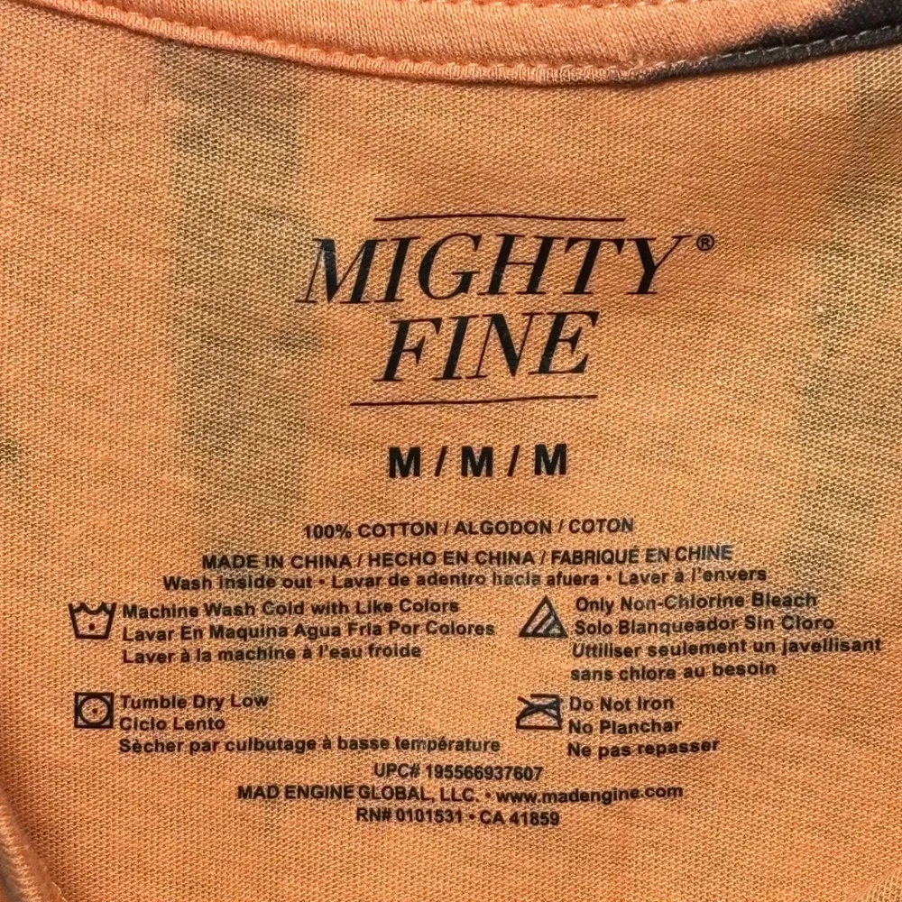 Mighty Fine Mens Orange Black Tie Dye Skeleton Graphic T-Shirt Live Best Life M - Picture 4 of 8